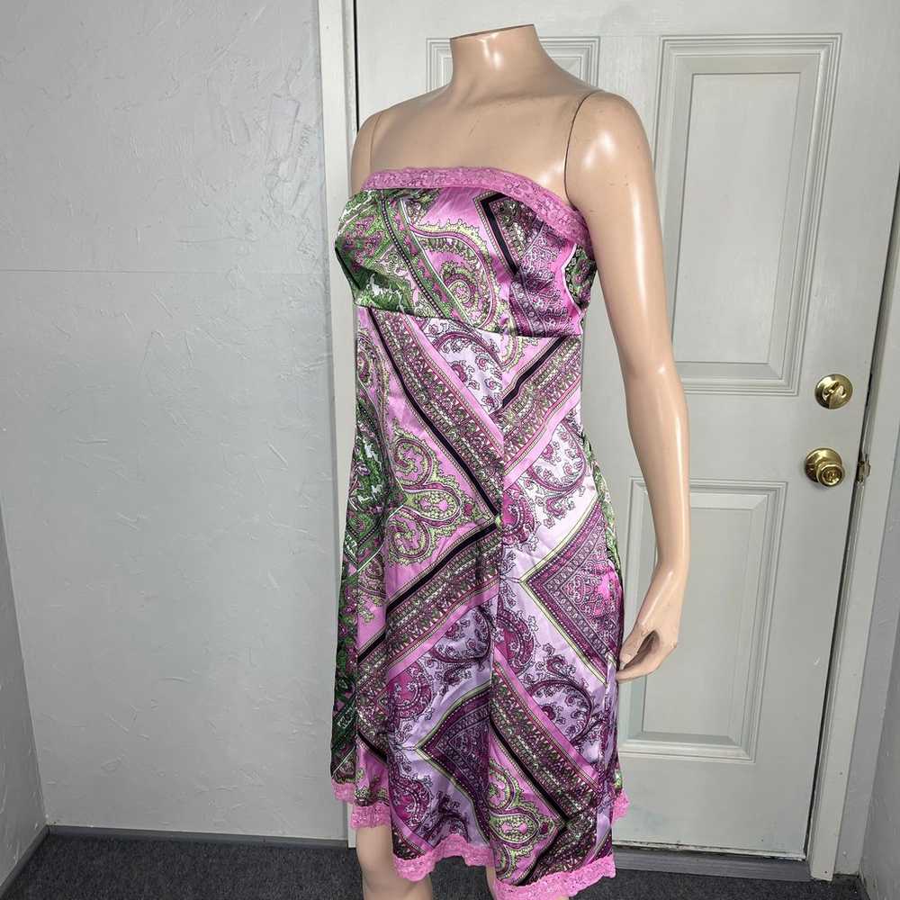 Vintage Y2K dress Large Hot Kiss Floral Satin Lac… - image 3