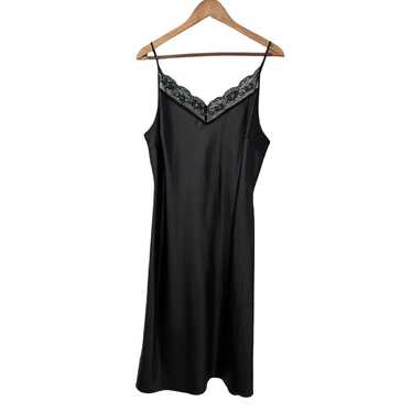 Vintage Y2K ice Black silky Satin slip maxi dress… - image 1