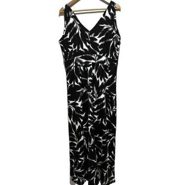 Garnet Hill Maxi Dress 14 Black White V Neck Slee… - image 1