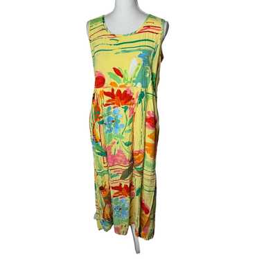 Jams World Vintage Tropical Parrot Dress USA Large - image 1