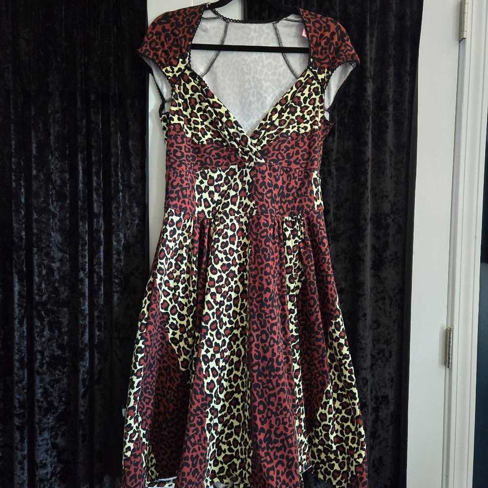 Pinup couture leopard retro inspired dress XL - image 2