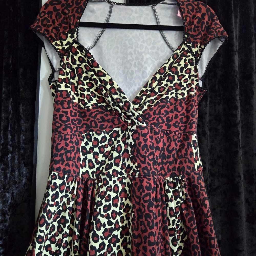 Pinup couture leopard retro inspired dress XL - image 3