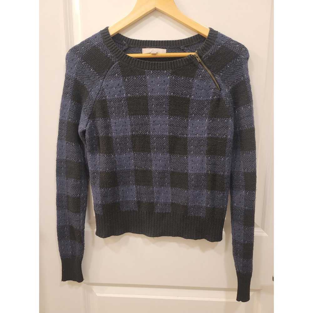 Banana Republic Blue Plaid Sweater with Zipper De… - image 1