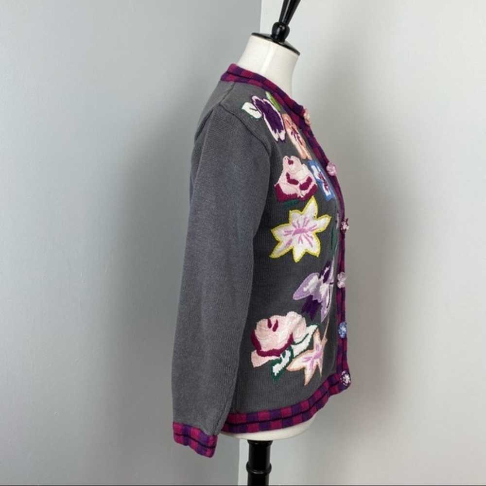 Storybook Knits Beautiful Floral Cardigan Small - image 10