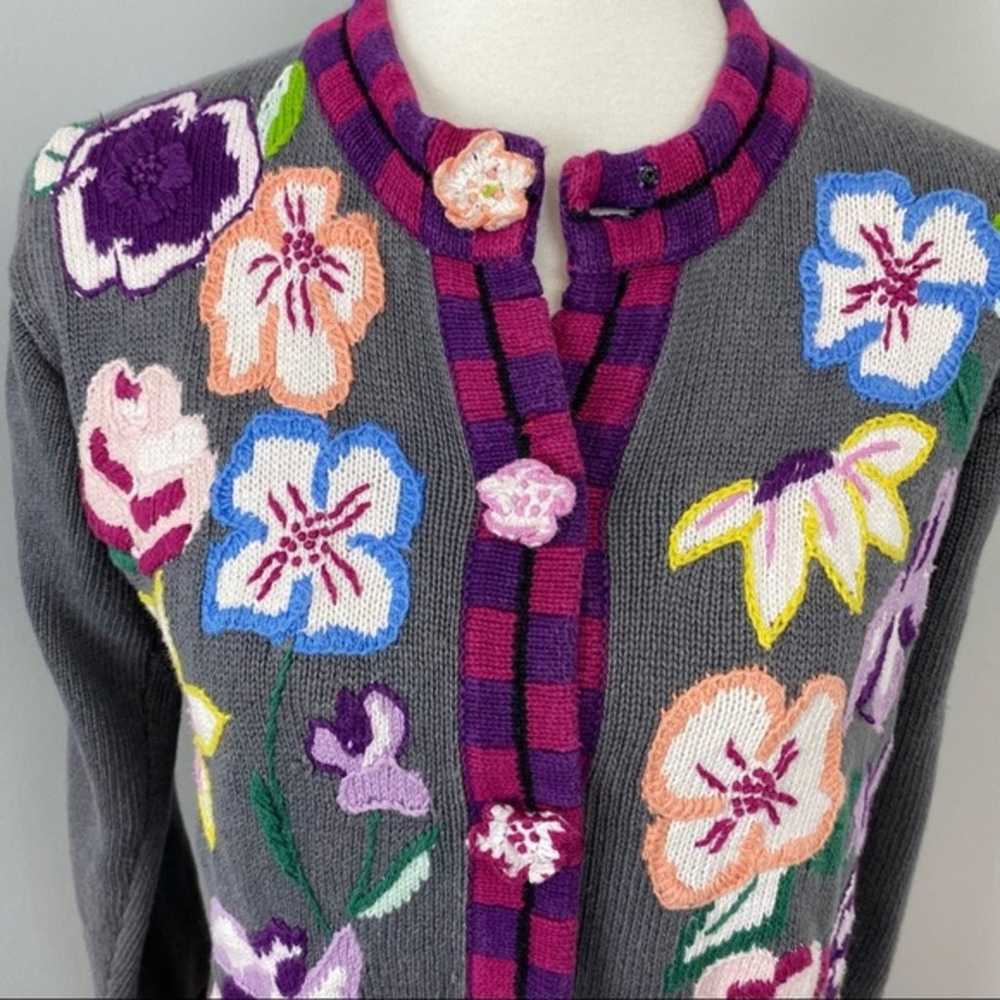 Storybook Knits Beautiful Floral Cardigan Small - image 4