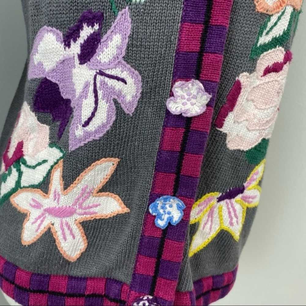 Storybook Knits Beautiful Floral Cardigan Small - image 5