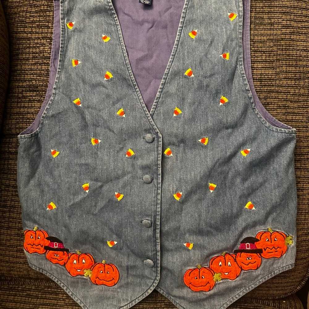 Womens Vintage Karen Scott Halloween Candy Corn P… - image 1