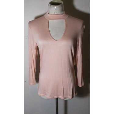 Vintage Women's NO COMMENT Pink 3/4 Sleeve Mock n… - image 1