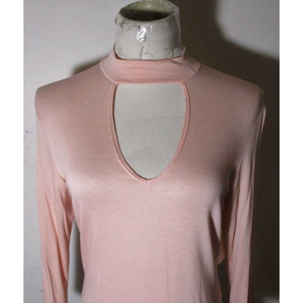 Vintage Women's NO COMMENT Pink 3/4 Sleeve Mock n… - image 2