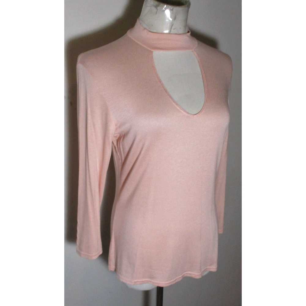 Vintage Women's NO COMMENT Pink 3/4 Sleeve Mock n… - image 3