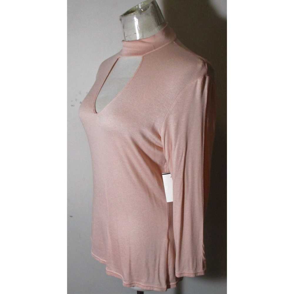 Vintage Women's NO COMMENT Pink 3/4 Sleeve Mock n… - image 4