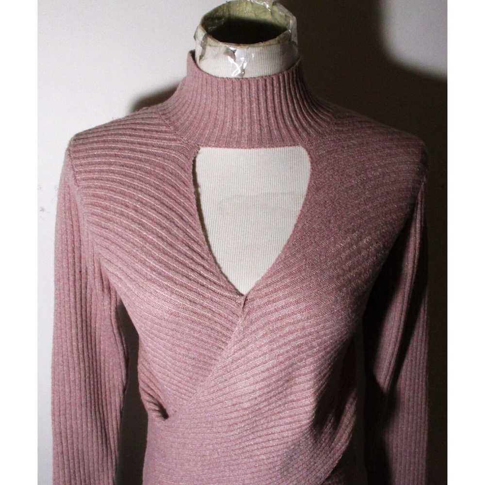 Vintage Women's PINK ROSE Faded Mauve Mock Neck S… - image 2