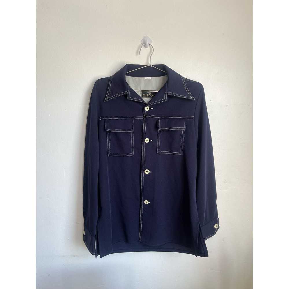 Other 70s Dark Blue Button Down - image 2