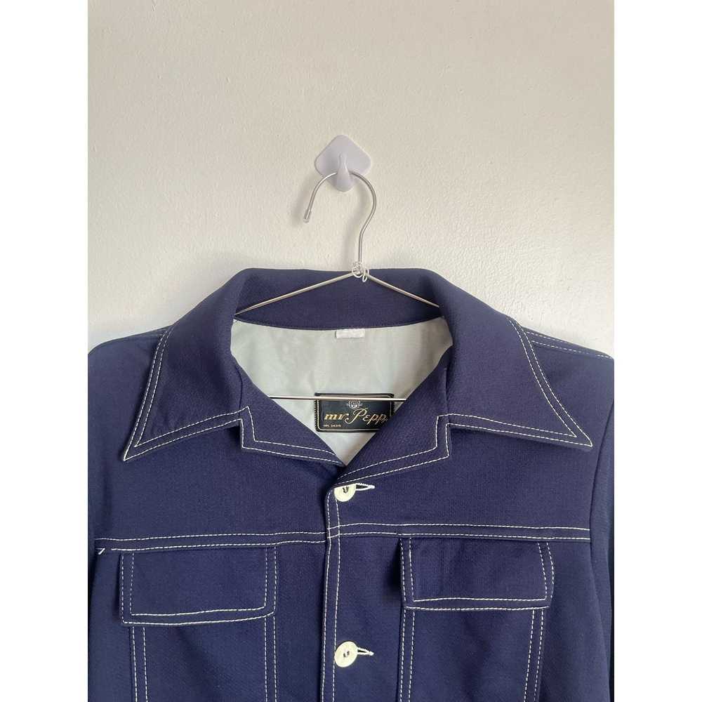 Other 70s Dark Blue Button Down - image 4