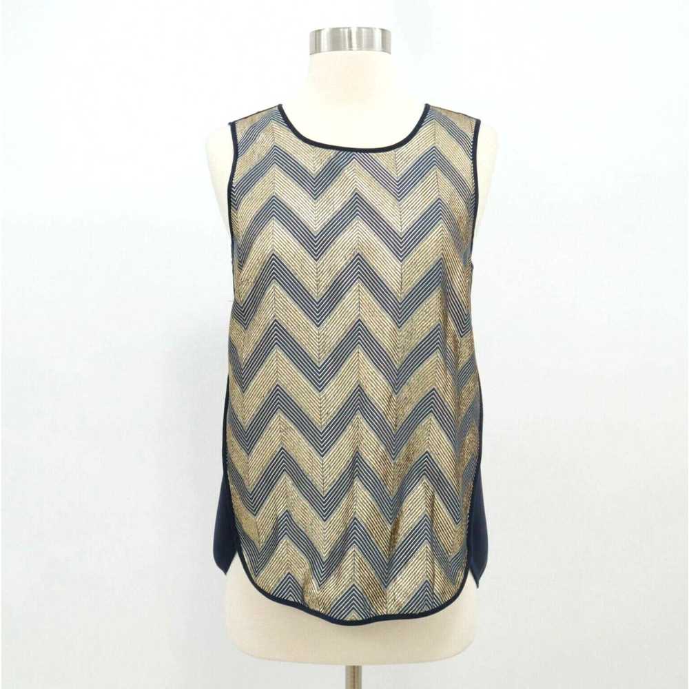 J.Crew J.CREW Top Shell Womens 2 Gilded Chevron M… - image 1