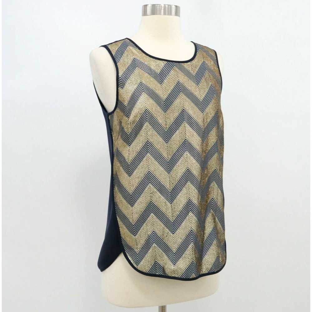 J.Crew J.CREW Top Shell Womens 2 Gilded Chevron M… - image 3