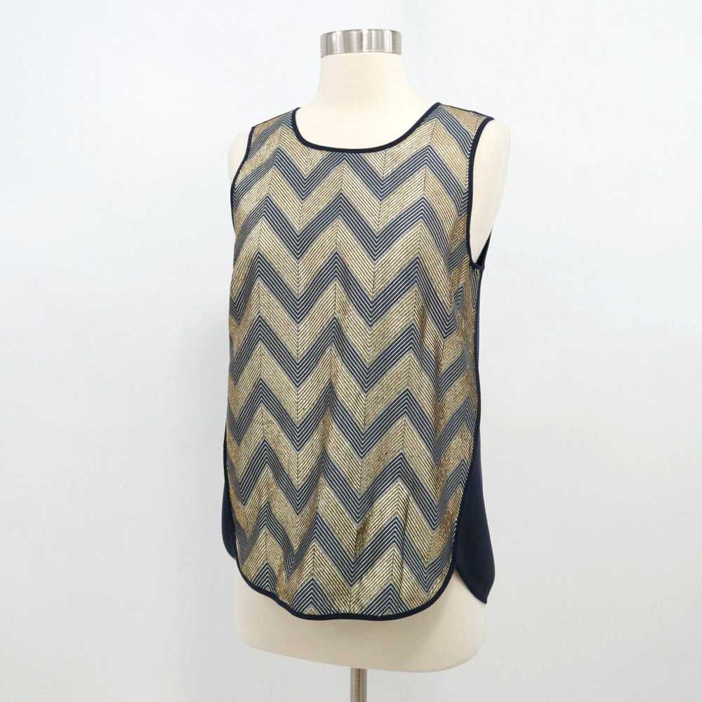 J.Crew J.CREW Top Shell Womens 2 Gilded Chevron M… - image 5