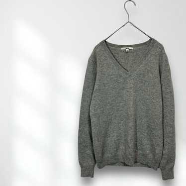 E5728 [Uniqlo] Knit Cashmere 100% Grey V-Neck Lon… - image 1