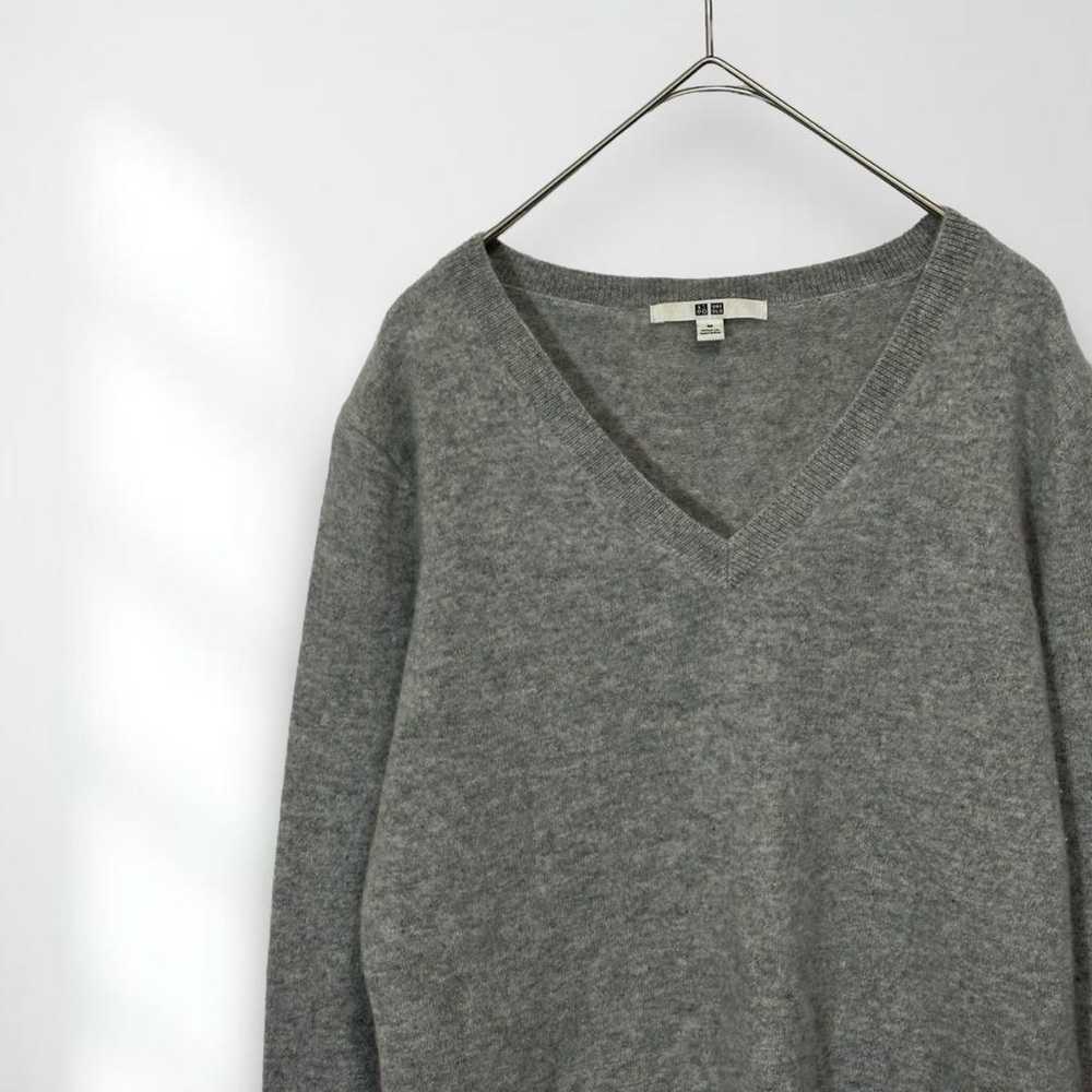 E5728 [Uniqlo] Knit Cashmere 100% Grey V-Neck Lon… - image 2