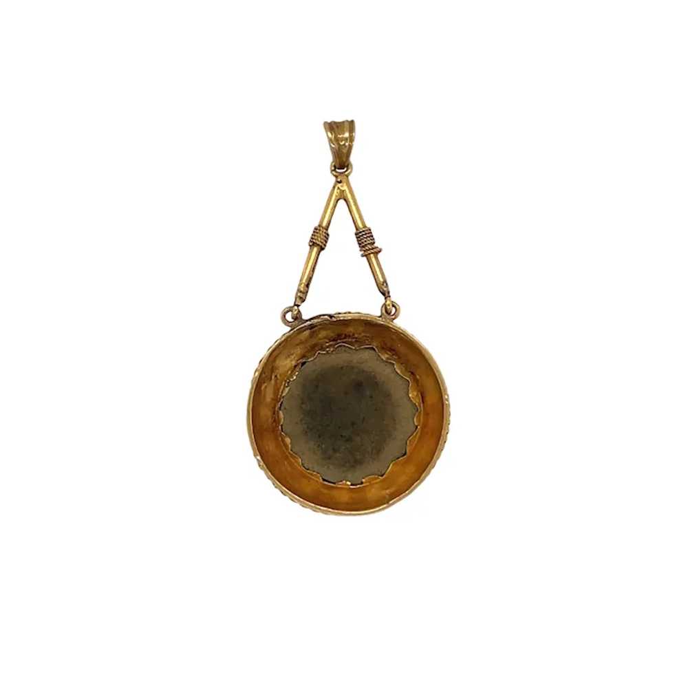 Antique 14K Yellow Gold Petra Dura Pendant - image 2