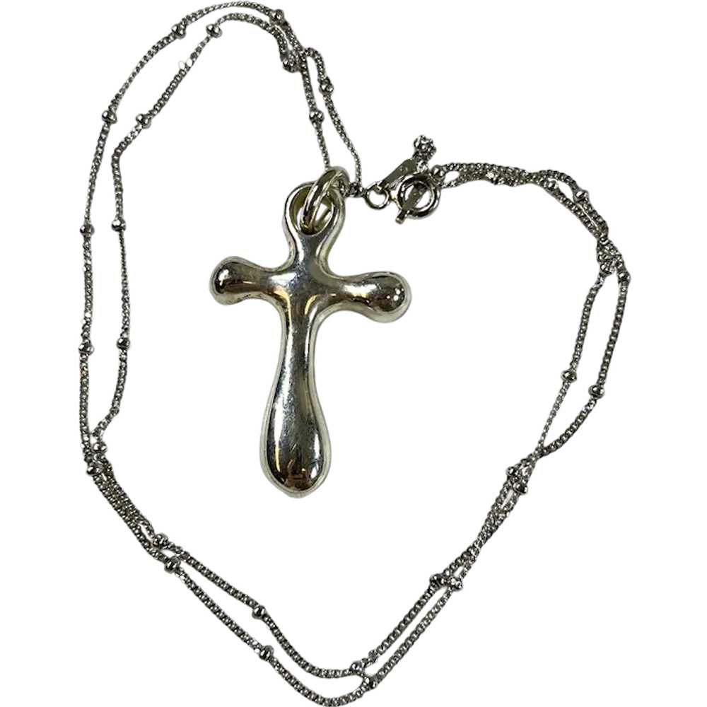 Vintage RLM Sterling Silver Cross Pendant and 18 … - image 1