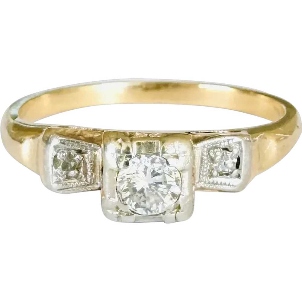 1920s Natural OEC Diamond Solid 14k Two-Tone Whit… - image 1