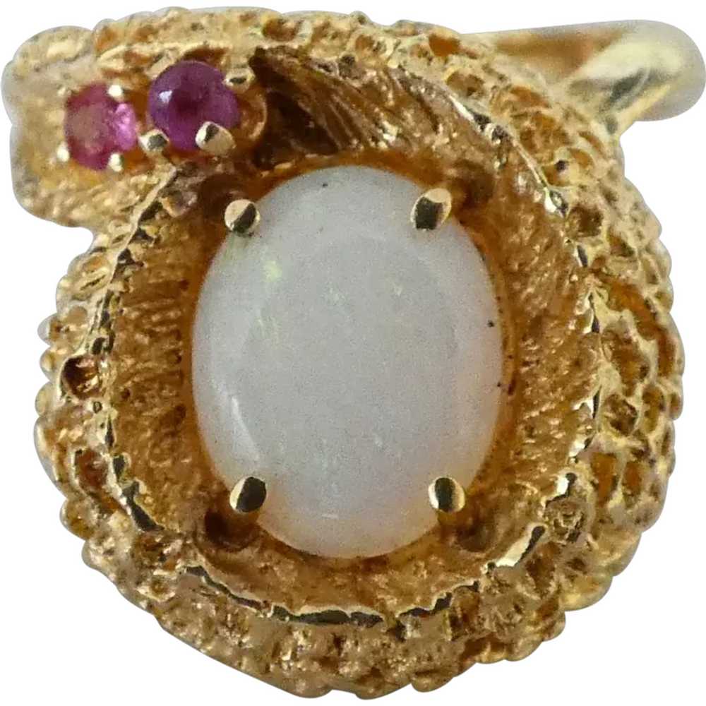 14K Opal & Ruby Ring - image 1