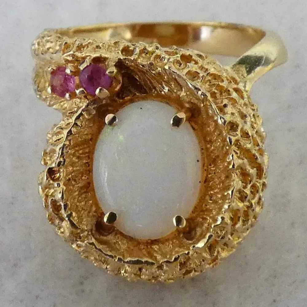 14K Opal & Ruby Ring - image 2