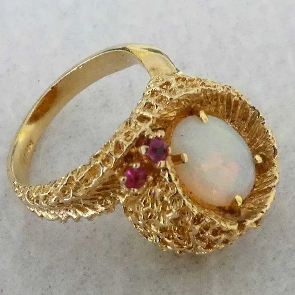 14K Opal & Ruby Ring - image 3