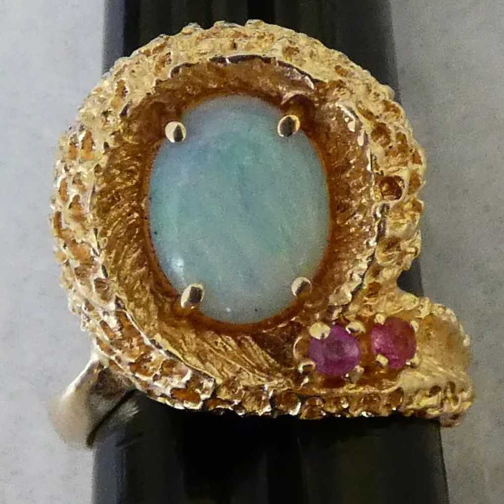 14K Opal & Ruby Ring - image 5