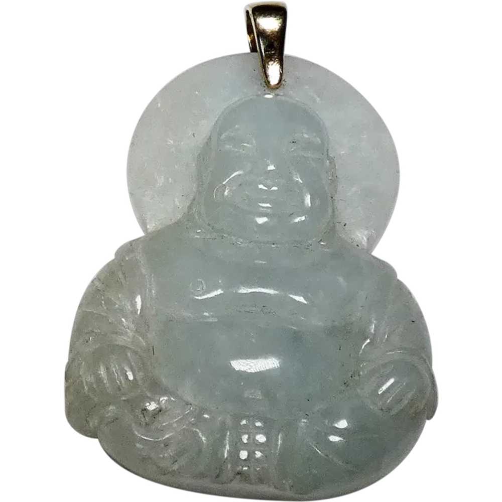 Apple Jade Buddha Pendant with 14k Bale - image 1