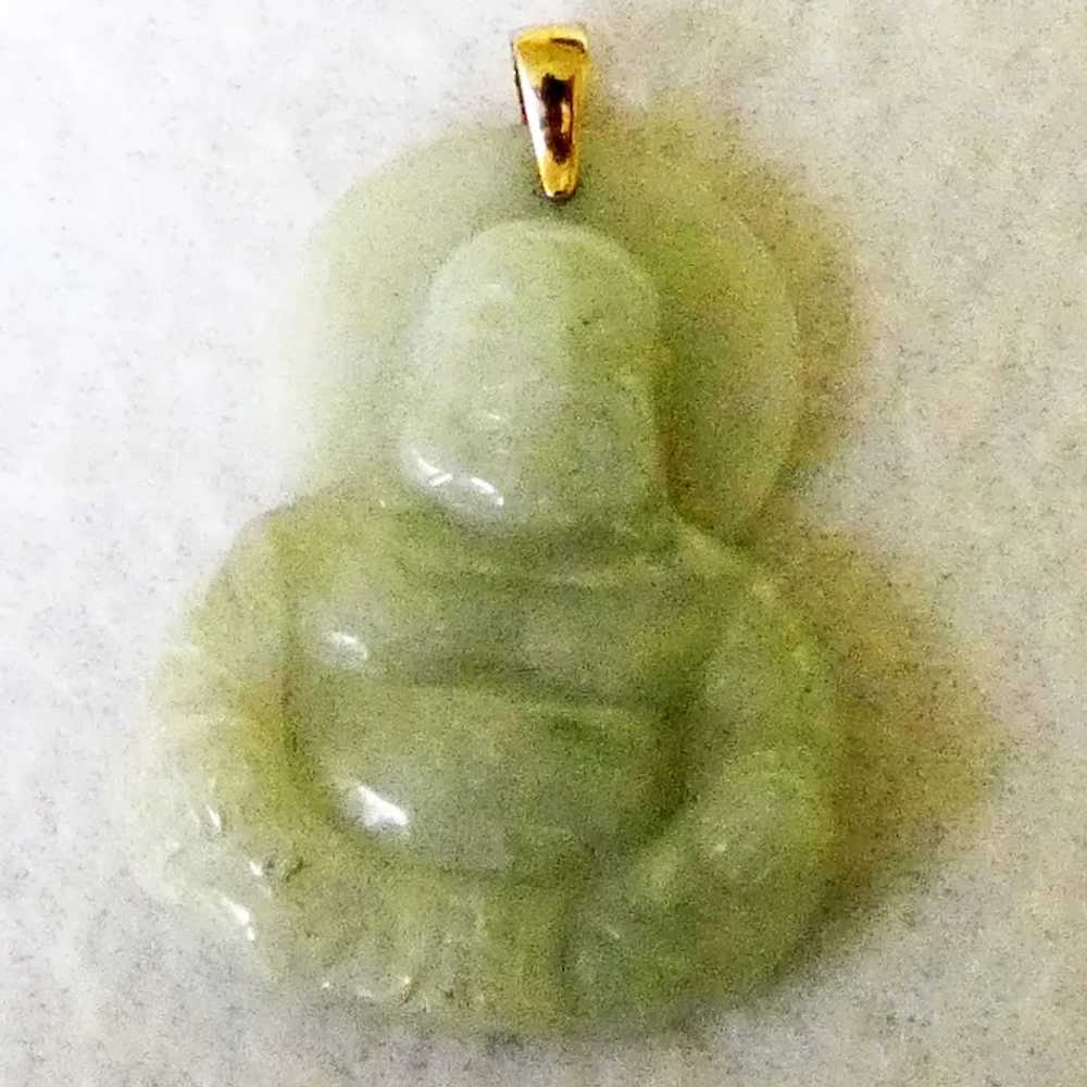 Apple Jade Buddha Pendant with 14k Bale - image 2