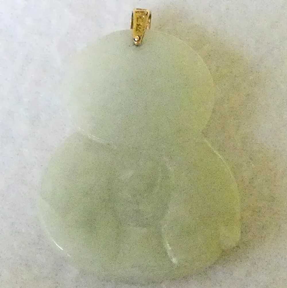 Apple Jade Buddha Pendant with 14k Bale - image 3