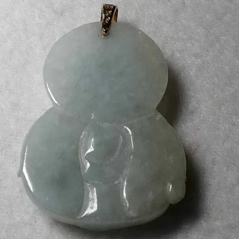 Apple Jade Buddha Pendant with 14k Bale - image 4