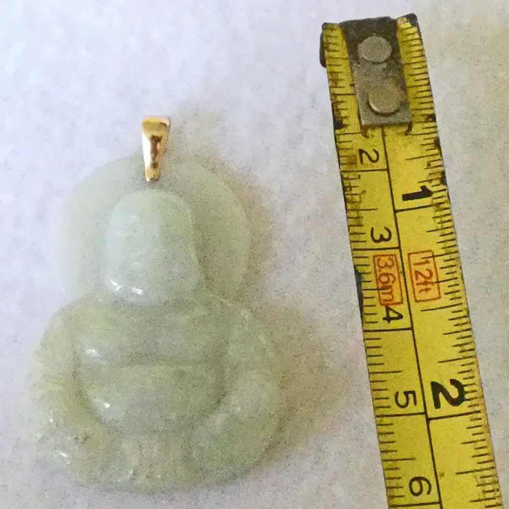 Apple Jade Buddha Pendant with 14k Bale - image 5