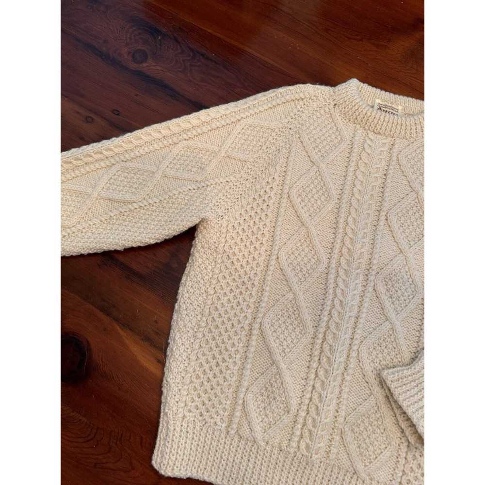 Hand Knitted Aran Sweater Chunky Cable Knit Fishe… - image 10