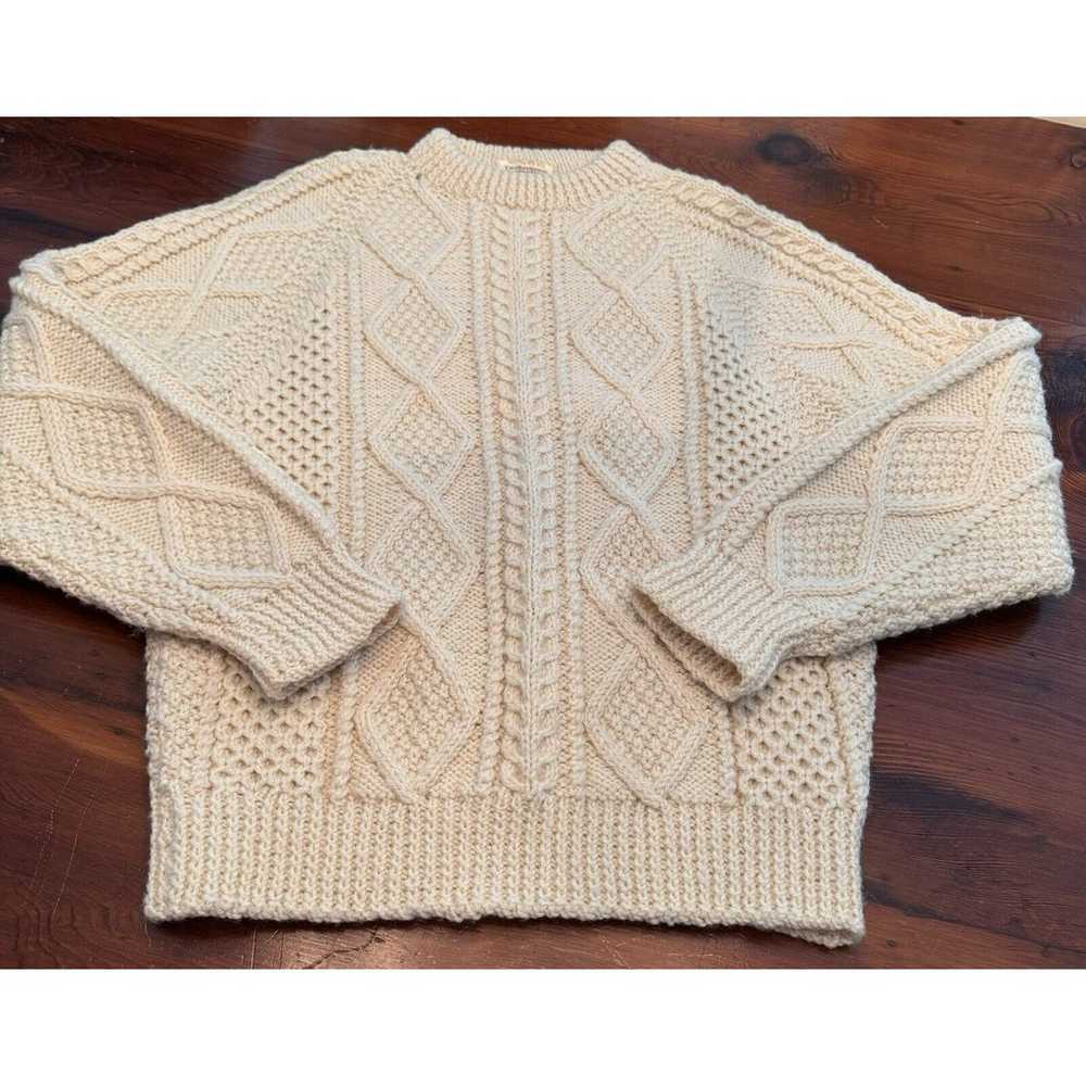 Hand Knitted Aran Sweater Chunky Cable Knit Fishe… - image 8