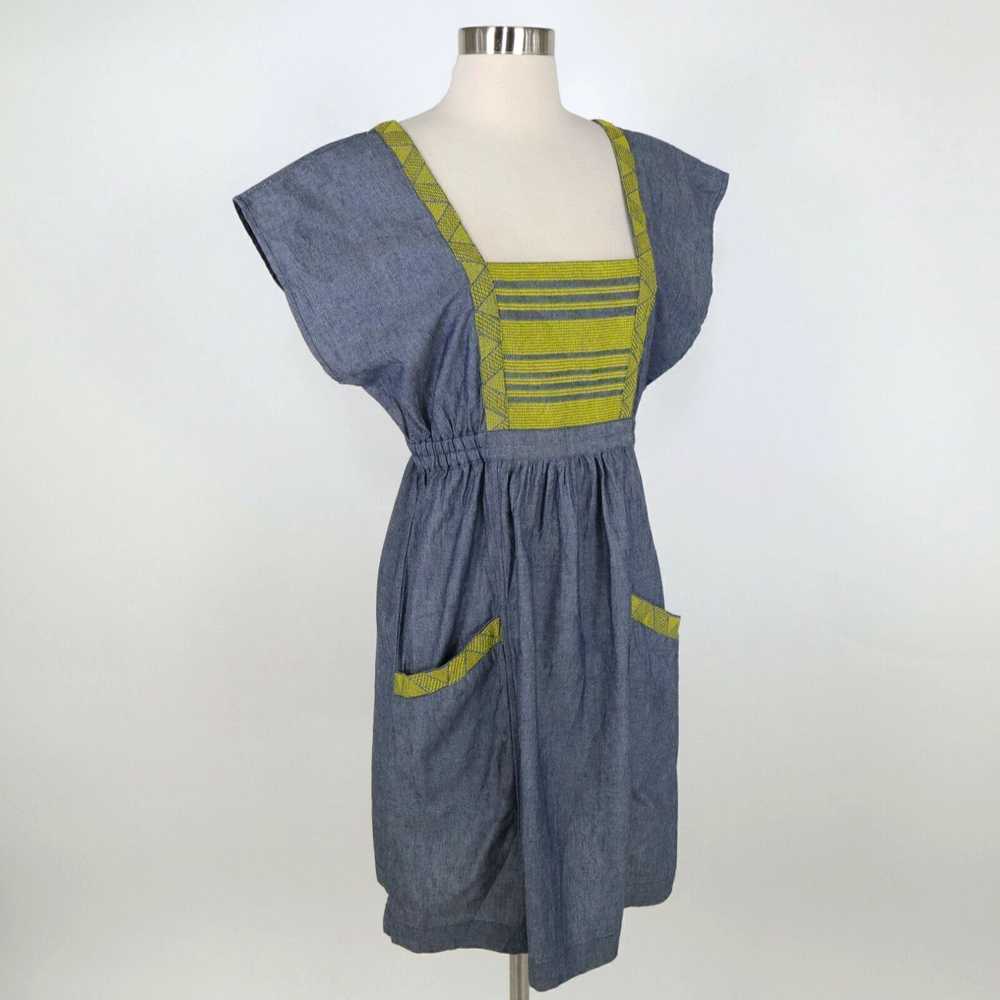 Vintage WHIT NY Tunic Dress M Medium Chambray Blu… - image 5