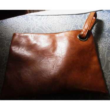 Vintage Women's Brown Faux Leather Zipper Pouch B… - image 1