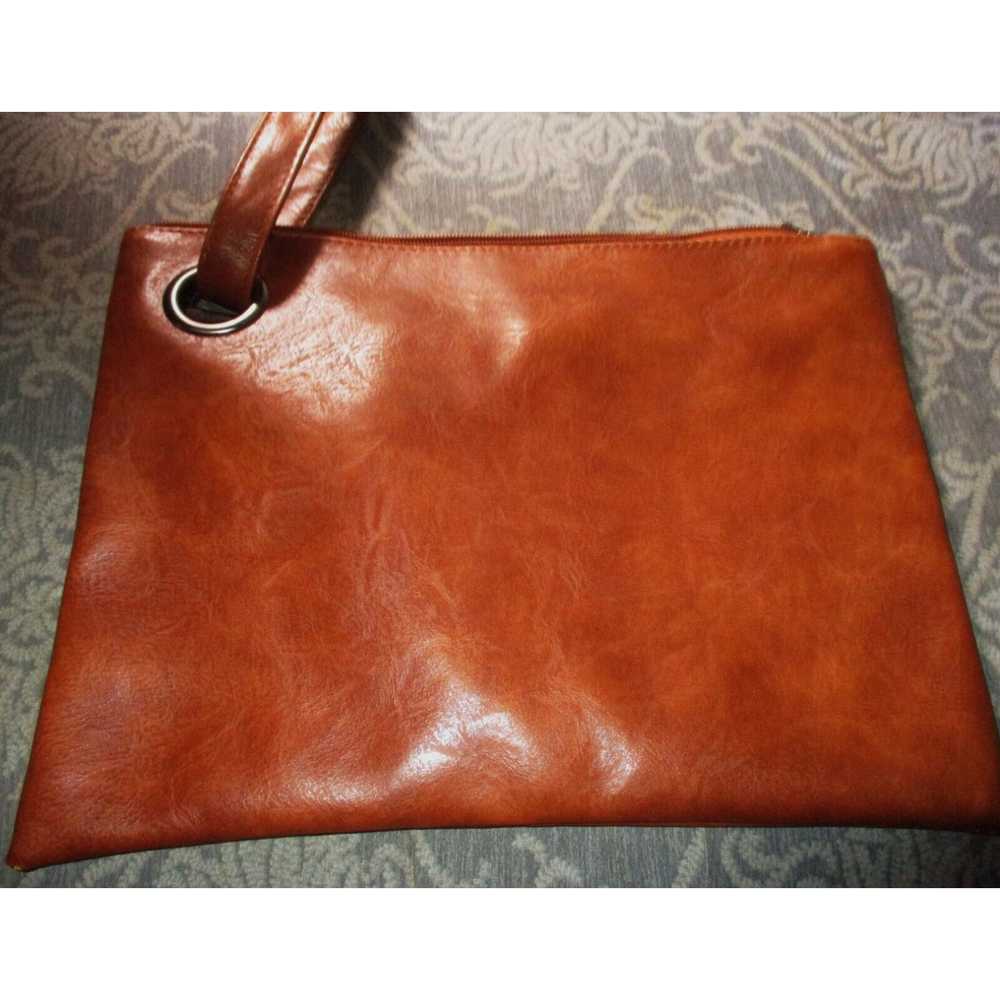 Vintage Women's Brown Faux Leather Zipper Pouch B… - image 3