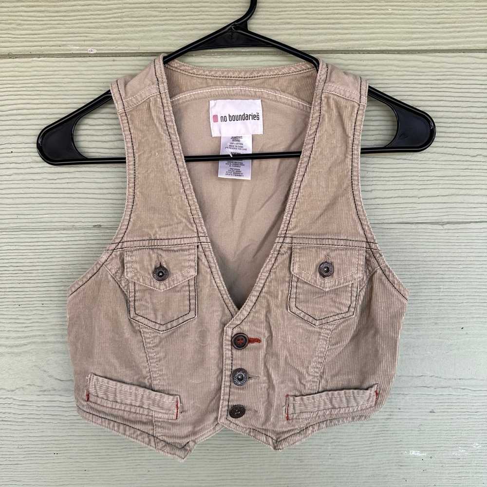 Vintage y2k No Boundaries tan mini corduroy butto… - image 2