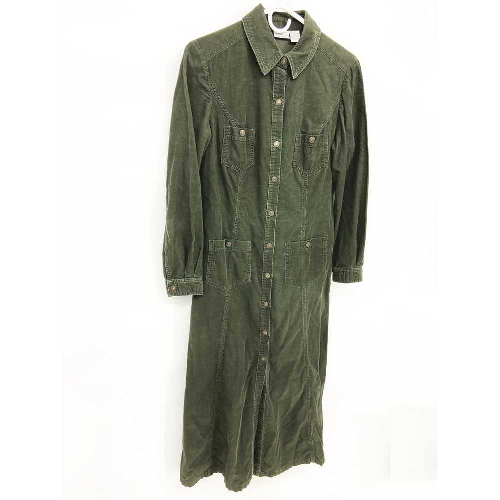 90s Y2K Newport News Jeanology Green Duster Cordu… - image 2