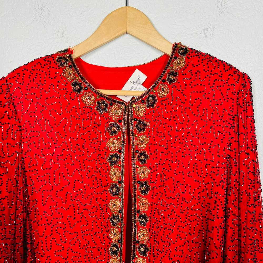 Vintage Lawrence Kazar Silk BEaded Jacket Hook Fr… - image 2