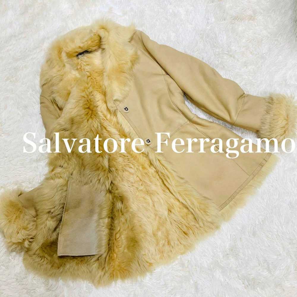 Salvatore Ferragamo Mouton Fur Leather Jacket 38 … - image 1