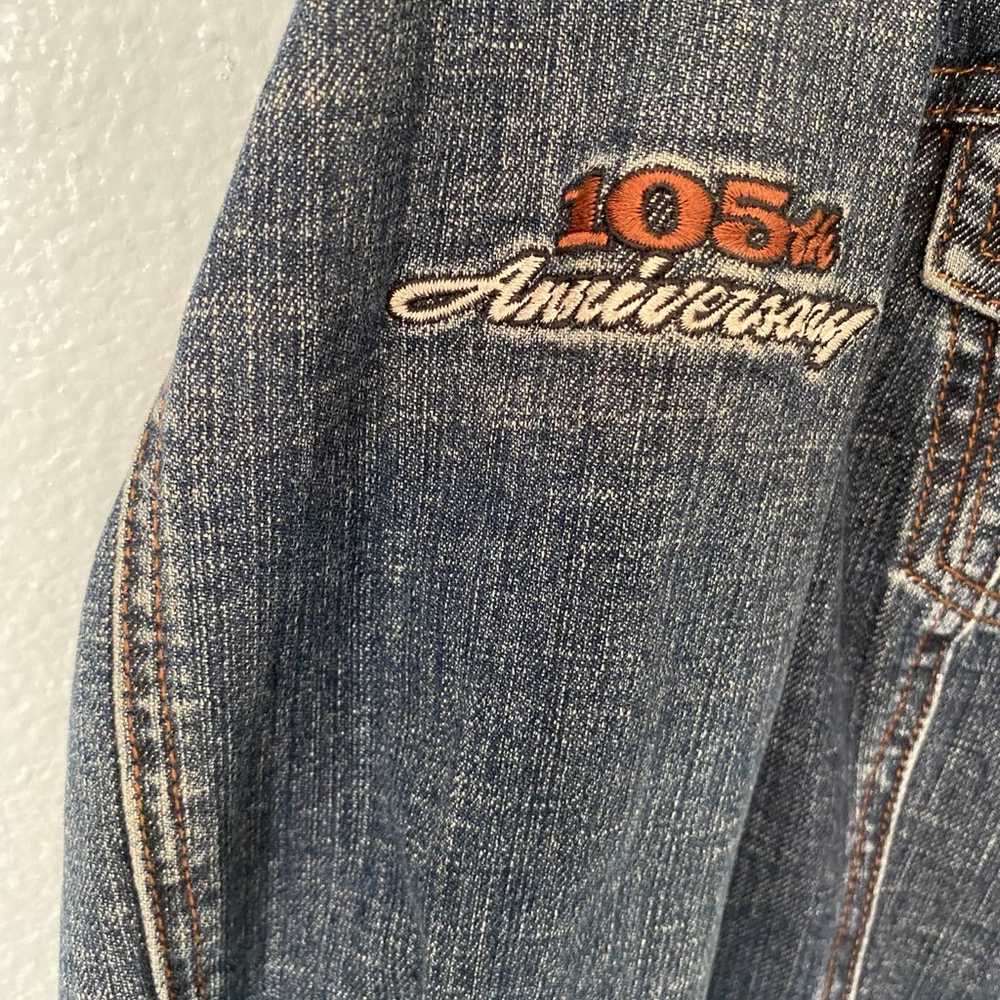 Harley Davidson Denim Jacket Vintage 90s Trucker,… - image 10