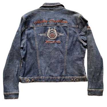 Harley Davidson Denim Jacket Vintage 90s Trucker,… - image 1