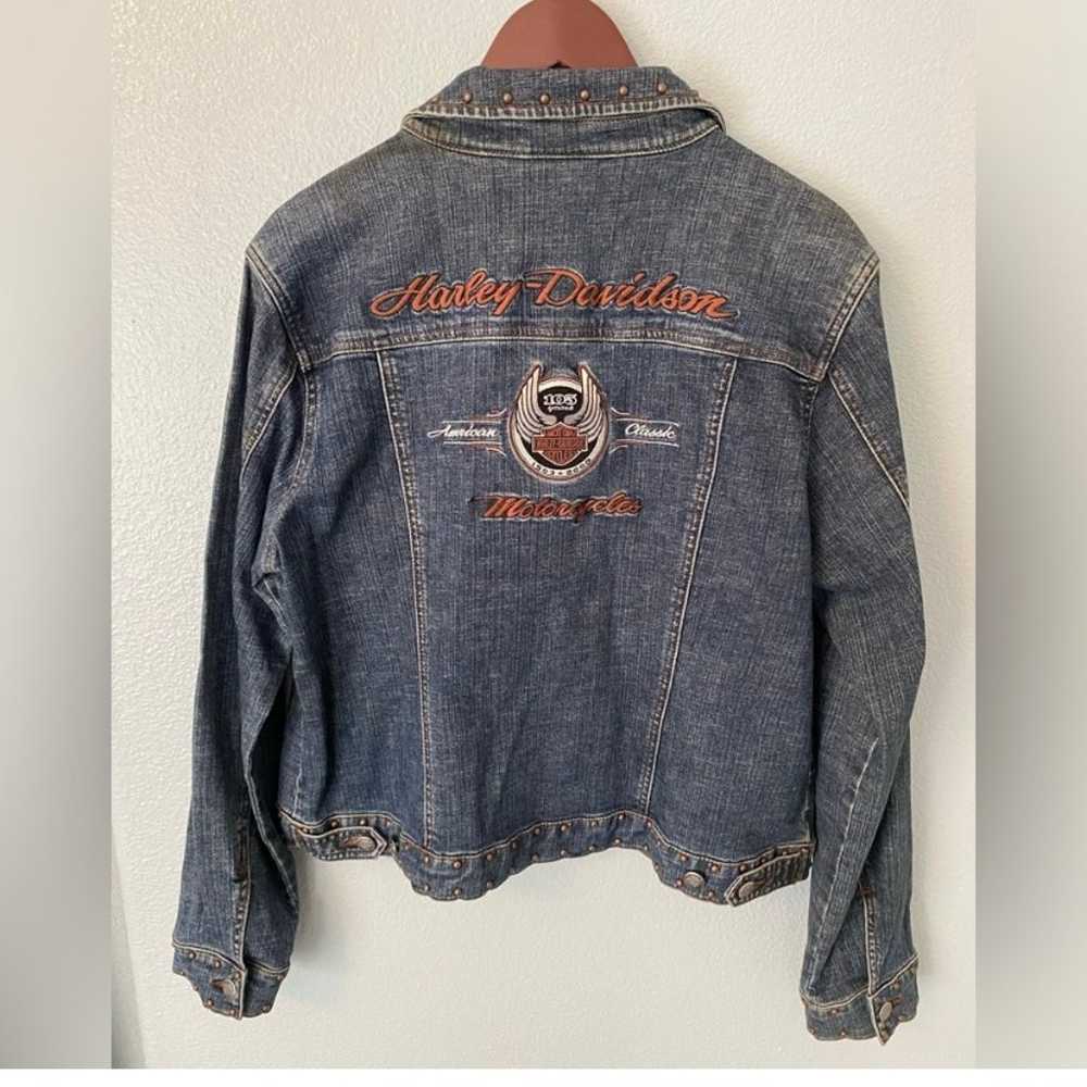 Harley Davidson Denim Jacket Vintage 90s Trucker,… - image 3