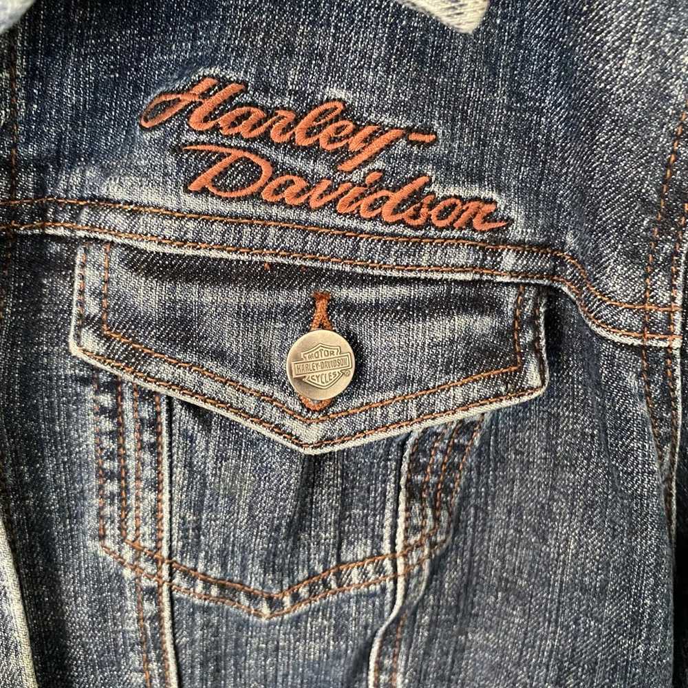 Harley Davidson Denim Jacket Vintage 90s Trucker,… - image 5