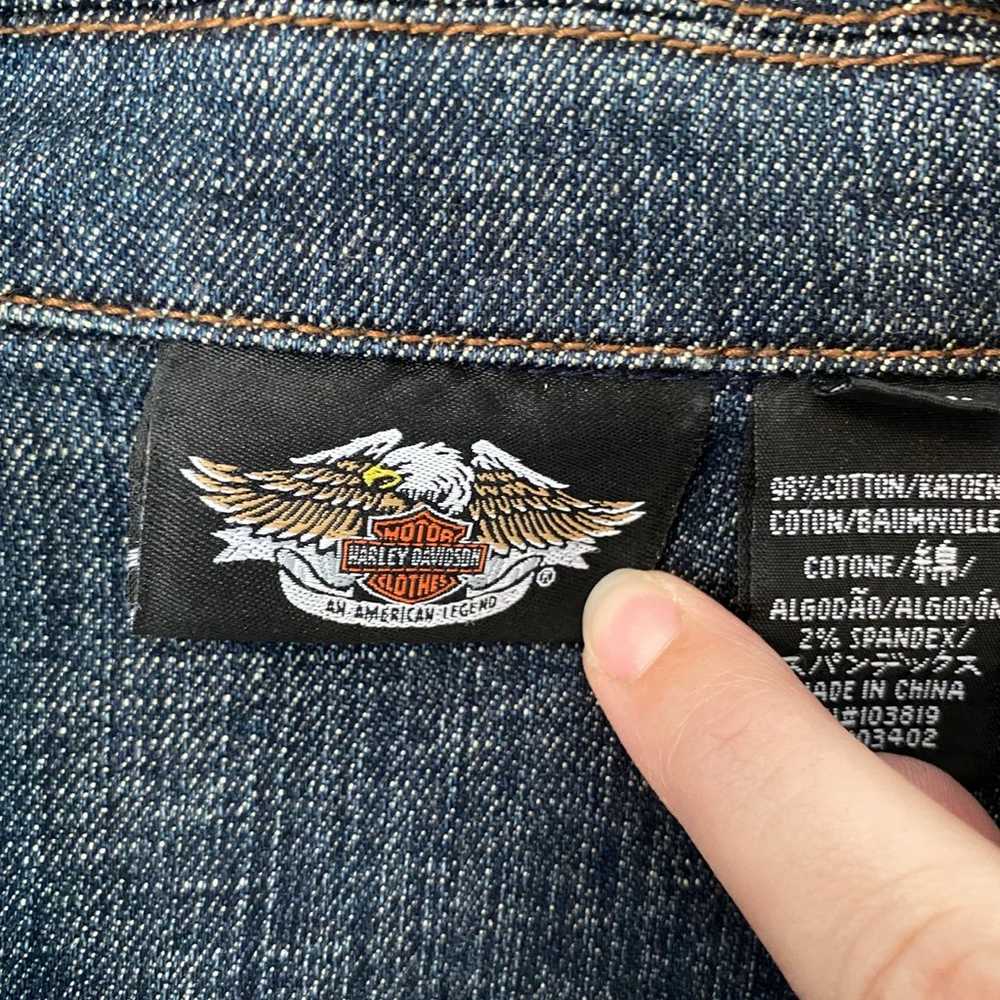 Harley Davidson Denim Jacket Vintage 90s Trucker,… - image 7