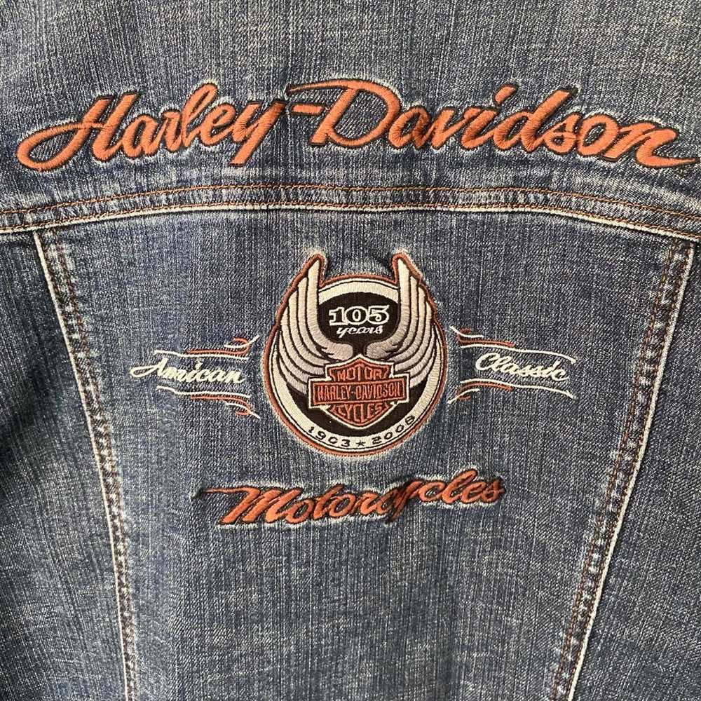 Harley Davidson Denim Jacket Vintage 90s Trucker,… - image 8